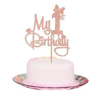 HSC My First Birthday Cake Topper, Glitter Cake Decoration, 1st Birthday Party Decoration, suitable for baby girls' 1st birthday commemoration