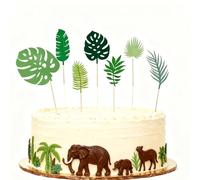 HSC Tropical Leaves Cake Topper Tropical Wedding Cake Toppers greenery Cake Toppers Palm Leaf Cake Topper for Jungle Theme Birthday Party Decor Safari Baby Shower Decor-14 PCS