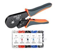 HSC8 16-6 Hexagonal Wire Ferrule Crimper Tool,Self-Adjustable Ratchat Crimping Pliers 0.08-16mm2 for End-Sleeves Terminals Precise,Labor-Saving,Hsc8 16-6 N1200pcs