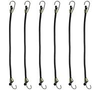 HSCGIN Bungee Cords with Hooks 6PCS 10 Inch Long Heavy-Duty Black Rubber Stretchy Bungee Cords with Stainless Steel Hooks Rubber Tarp Straps for Bikes, Camping, Carrying Tools