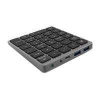 Hscjymnd Rechargeable Wireless Bluetooth Numeric Keypad with USB HUB Dual Modes Numpad for Tablet Laptop