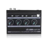 HSCLPM 4 Channel Headphone Amplifier - Mono/Stereo Switch with 1/4" & 1/8" TRS Output, 7 Color RGB LED Light Metal Headphones Splitter for Music Studio, Gaming, Recording - 3 Input Ports (Black)