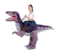 HSCTEK Adult Inflatable Ride on Dinosaur Costume, T-rex, Velociraptor, Triceratops, Pteranodon, Velociraptor, Large