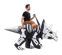 HSCTEK Inflatable Skeleton Dinosaur Costume - Adult & Youth Blow Up Riding Triceratops Halloween Costume