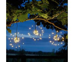 HSD 96 Led Warm White Triple Starburst Lights - Solar Power Lights For Christmas, Weddings, And Home Decor