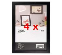 HSD Black A4 21x30cm Photo Frame, A4 Size Picture Frames Portrait Landscape Wall Mountable Frames Modern Picture Hang Hook Frame Display For Home Office Wall Décor - Set of 4