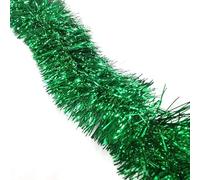 HSD Christmas Tinsel Garland 2M (6.5ft) Xmas Metallic Chunky Fine Sparkle Garland Shiny Christmas Tree Party Decorations (Fine Green)