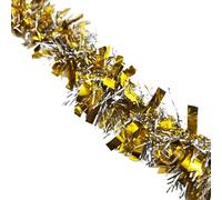 HSD Christmas Tinsel Garland 2M (6.5ft) Xmas Metallic Chunky Fine Sparkle Garland Shiny Christmas Tree Party Decorations (Chunky Gold Silver)