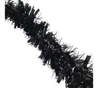 HSD Christmas Tinsel Garland 2M (6.5ft) Xmas Metallic Chunky Fine Sparkle Garland Shiny Christmas Tree Party Decorations (Chunky Black)