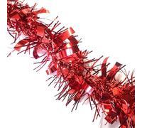 HSD Christmas Tinsel Garland 2M (6.5ft) Xmas Metallic Chunky Fine Sparkle Garland Shiny Christmas Tree Party Decorations (Chunky Red)
