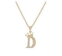 HSD Crown 26 English Letters Full Diamond Pendant Necklace Women Crown Rhinestone Necklaces For Women A Z 26 Alphabet Initial Necklaces For Teen Girls Jewelry Necklaces (D, One Size)