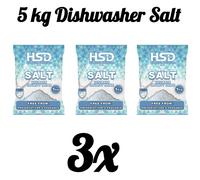 HSD Dishwasher Salt With 5X Power Actions Limescale Protection 5kg Bags [3 Pack]
