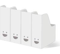 HSD Fluns Magazine File Holder - A4 Document Organizer, Storage Rack Display, Binder & Newspaper Holder - White (Set of 6)