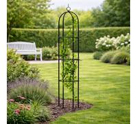 HSD Garden Obelisk Trellis 1.75M X 40Cm Green Powder-Coated Steel Frame, Weatherproof Climbing Plant Support For Roses & Ivy