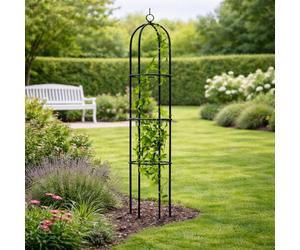 HSD Garden Obelisk Trellis 1.75M X 40Cm Green Powder-Coated Steel Frame, Weatherproof Climbing Plant Support For Roses & Ivy