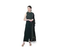 HSD Indian Kurti Set for Women with Dupatta Ethnic Wedding Party Wear Plus Size Dress, Green & Silver, XXXL