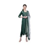HSD Indian Kurti Set for Women with Dupatta Ethnic Wedding Party Wear Plus Size Dress, Green & White, 3XL