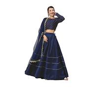 HSD lehenga choli set ready to wear Indian party wear stitched lehenga choli dress for women readymade, Navy Blue and Gold, Small