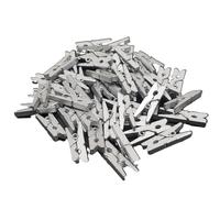 HSD Mini Wooden Pegs 100pcs Pack Mini Pegs for Decorative Photo Card Wall DIY Decorations Photo Clips Wooden Clothes Pegs Tiny Pegs Arts & Crafts Weddings & Events (Silver)