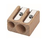 HSD Mobius & Ruppert (M+R) Double Hole Wooden Sharpener (Model 0402, 8.2mm & 11.2mm) - Untreated Beechwood For Precise Sharpening