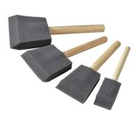 HSD Premium Foam Brush Set - 4-Piece Wooden Handle Sponge Brushes (Sizes 1″, 2″, 3″ & 4″) - 15 mm Thick Fine-Texture Foam for Painting, Varnishing, Staining & Crafts