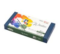 HSD Rosa Gallery Spectrum Watercolour Paint Set - 21 Full Pans With Brush In Indigo Metal Case