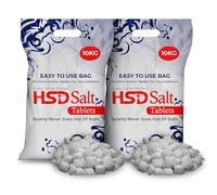 HSD Salt Water Softener Tablets 10Kg Bags Best For Laundry Kitchen Dish Washing Compatible to All Water Softner Machines Premium Quality Food Grade 100% Genuine British Salt Tablet (2 Bags)