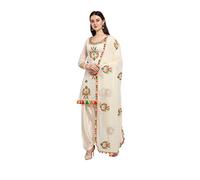 HSD salwar kameez Set for women ready to wear Indian Plus Size Party Wear patiala dresses for women, Off-white & Red, Small