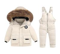 HSD Toddler Winter Snowsuit Snow Kid Girls and Boys Solid Color Pants and Jackets Clothes Coat New Born Baby Boy Suit Gift Set (White, 4-5 Years)