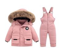 HSD Toddler Winter Snowsuit Snow Kid Girls and Boys Solid Color Pants and Jackets Clothes Coat New Born Baby Boy Suit Gift Set (Red, 18-24 Months)
