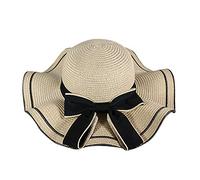 HSD Women Big Brim Hat Sun Floppy Wide Brim Hats Bowknot Folding Beach Cap Beach Women Bags (A 1-Beige, One Size)