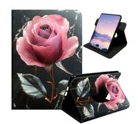 HSDEXWRI 360 Rotate Folio Tablet Case for iPad A16 10/11th Generation(2025) | PU Leather; Auto Sleep Wake; Military Drop Protection; Multi-angle Swivel Stand for 11" & 10.9" Tablet; Elegant Pink Rose