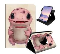 HSDEXWRI 360 Rotate Folio Tablet Case for iPad Air 11/4th/5th/6th Gen 10.9" | PU Leather; Auto Sleep Wake; Military Drop Protection; Multi-angle Swivel Stand for 10.9" Tablet; Cute Pink Lizard