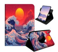 HSDEXWRI 360 Rotate Folio Tablet Case for iPad mini 6/7 / iPad mini A17 Pro | PU Leather; Auto Sleep Wake; Military Drop Protection; Multi-angle Swivel Stand for 8.3" Tablet; Red Sunset Wave