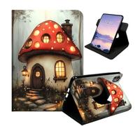 HSDEXWRI 360 Rotate Folio Tablet Case for iPad Pro 11 inch 2024/2025/2026 | PU Leather; Auto Sleep Wake; Military Drop Protection; Multi-angle Swivel Stand for 11" Tablet; Magical Mushroom House