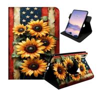 HSDEXWRI 360 Rotate Folio Tablet Case for iPad Pro Air 4th/5th Generation | PU Leather; Auto Sleep Wake; Military Drop Protection; Multi-angle Swivel Stand for 10.9" & 11" Tablet; Flag Sunflower