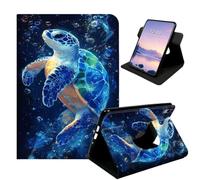 HSDEXWRI 360 Rotate Folio Tablet Case for iPad Pro Air 4th/5th Generation | PU Leather; Auto Sleep Wake; Military Drop Protection; Multi-angle Swivel Stand for 10.9" & 11" Tablet; Blue Sea Turtle
