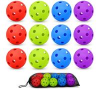 HSDJLXZ 12 Pack 4 Colors Plastic Baseball Practice Balls, Lightweight Hollow Soft Balls for Hitting Pitching Batting Training Indoor & Outdoor Sport with a Drawstring Bag