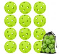 HSDJLXZ 12 Pack Plastic Baseball Practice Balls, Lightweight Hollow Soft Balls for Hitting Pitching Batting Training Indoor & Outdoor Sport with a Drawstring Bag(Green)