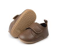 HsdsBebe Baby Boys Girls Oxford Shoes PU Leather Soft Rubber Sole Sneakers Anti-Slip Toddler Ankle Boots Infant Walking Shoes Moccasins, B/Dark Brown, 12-18 Months