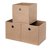 HSDT 3 Cube Storage Bins Beige 11x11x11 Inch Foldable Fabric Storage Basketes for Home Organizers Storage Drawer,QY-SC19-3
