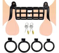 HSDwerwh Double Head Penis Cage Chastity Cage Male Bondage Set, 8 Penis Rings Breathable Chastity Cage Men's Erotic Products(Color:black)