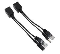 HSEAMALL 1 Pair Passive Power over Ethernet RJ45 PoE Adapter Injector + Splitter Kit 5v 12v 24v 48v Black (Black)