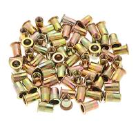 HSEAMALL 100PCS M6 Rivet Nuts Zinc Plated Carbon Steel Rivnut Threaded Insert Nut Riveter Set Blind Rivet Nut Assortment For Metal, Wood,Aluminium