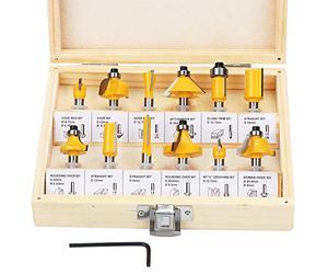 HSEAMALL 12 PCS Router Bits 1/4 shank for Palm Router Tool 6.35mm Tungsten Carbide Tipped Router Bit Set Wood Milling Saw Cutter