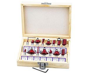 HSEAMALL 15 PCS Router Bits 1/4 shank for Palm Router Tool 6.35mm Tungsten Carbide Tipped Router Bit Set Wood Milling Saw Cutter