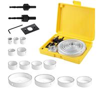 HSEAMALL 17PCS Hole Saw Kit,19-127mm Carbon Steel Hole Saw Cutter Set,Downlights Drill Bit Tools for Wood, Plasterboard, Plastic (White)