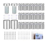HSEAMALL 20PCS Standoff Fixing Glass Sign Standoffs Screws Stainless Steel Wall Mount Advertisement Fixings Bolts for Billboards,Picture Frames,Glass Posters and Other Signs Display 12x20mm