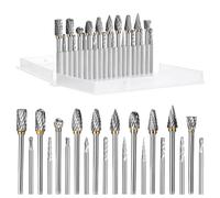 HSEAMALL 20PCS Tungsten Carbide Rotary Burr Set Double Cut Burr Bits Die Grinder Bits 1/8" Shank for Woodworking Cutting, Carving, Engraving,Metal Polishing