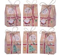 HSEAMALL 50PCS Christmas Party Favour Boxes Gift Bags Kraft Paper Sweet Candy Box Xmas Gift Bag